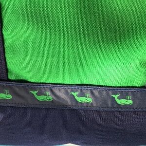 Preppy Green and Blue Purse / Tote Bag with whales - Banner House